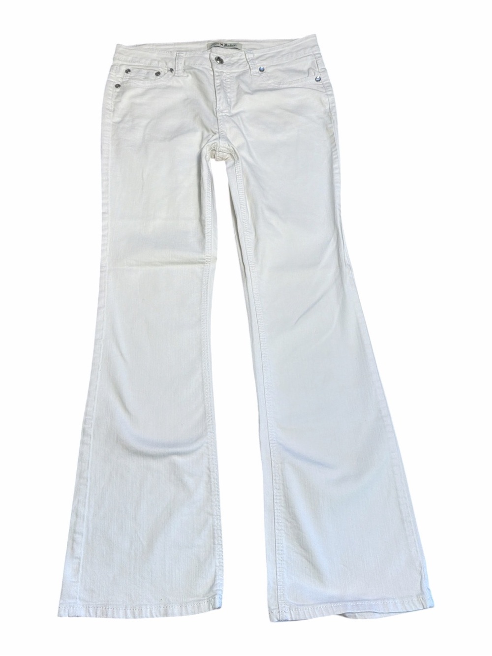 Y2K Love Nation White Rhinestone Flare Jeans Size 12
